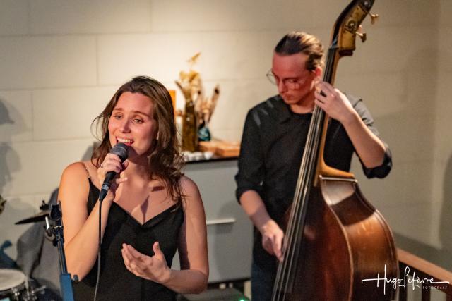 zangeres Sophia Hauseux en bassist François Meulemans van Interplay Project